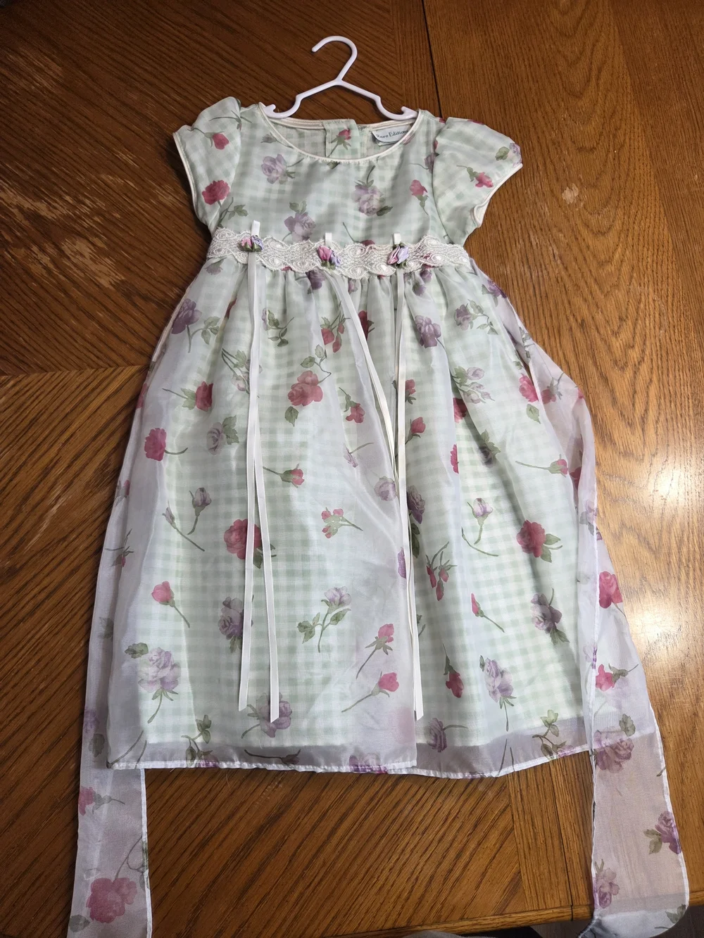 Rare Editions Mint Green and White Girls Dress